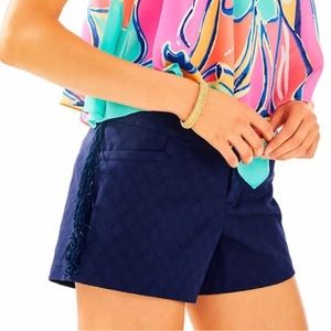 Lily Pulitzer Women 10 Ellie True Navy Fringe Shorts Boho Preppy Nautical